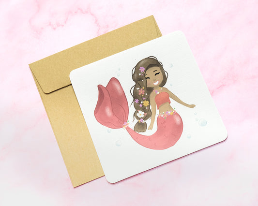 Flower Braid Mermaid Card